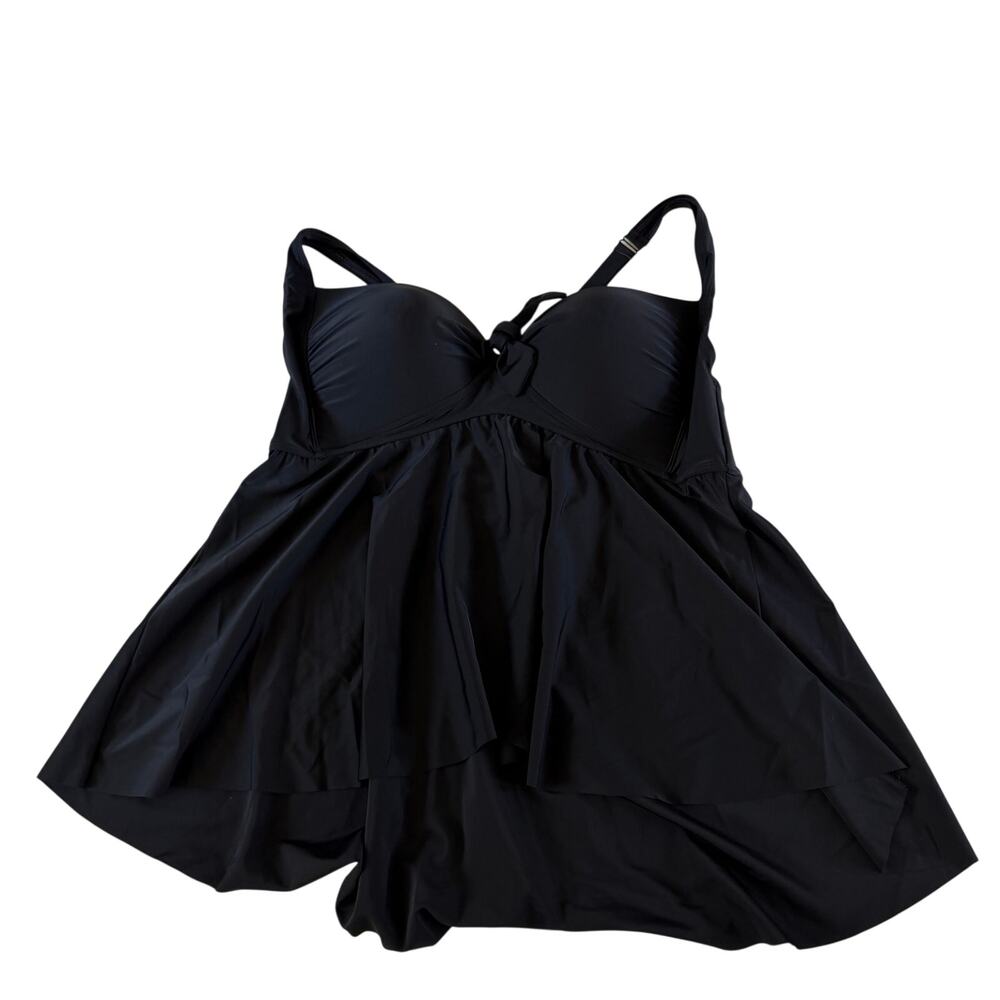 Torrid Black Tie Plus Size 3X D/DD Tankini Top Bathing Suit Swim